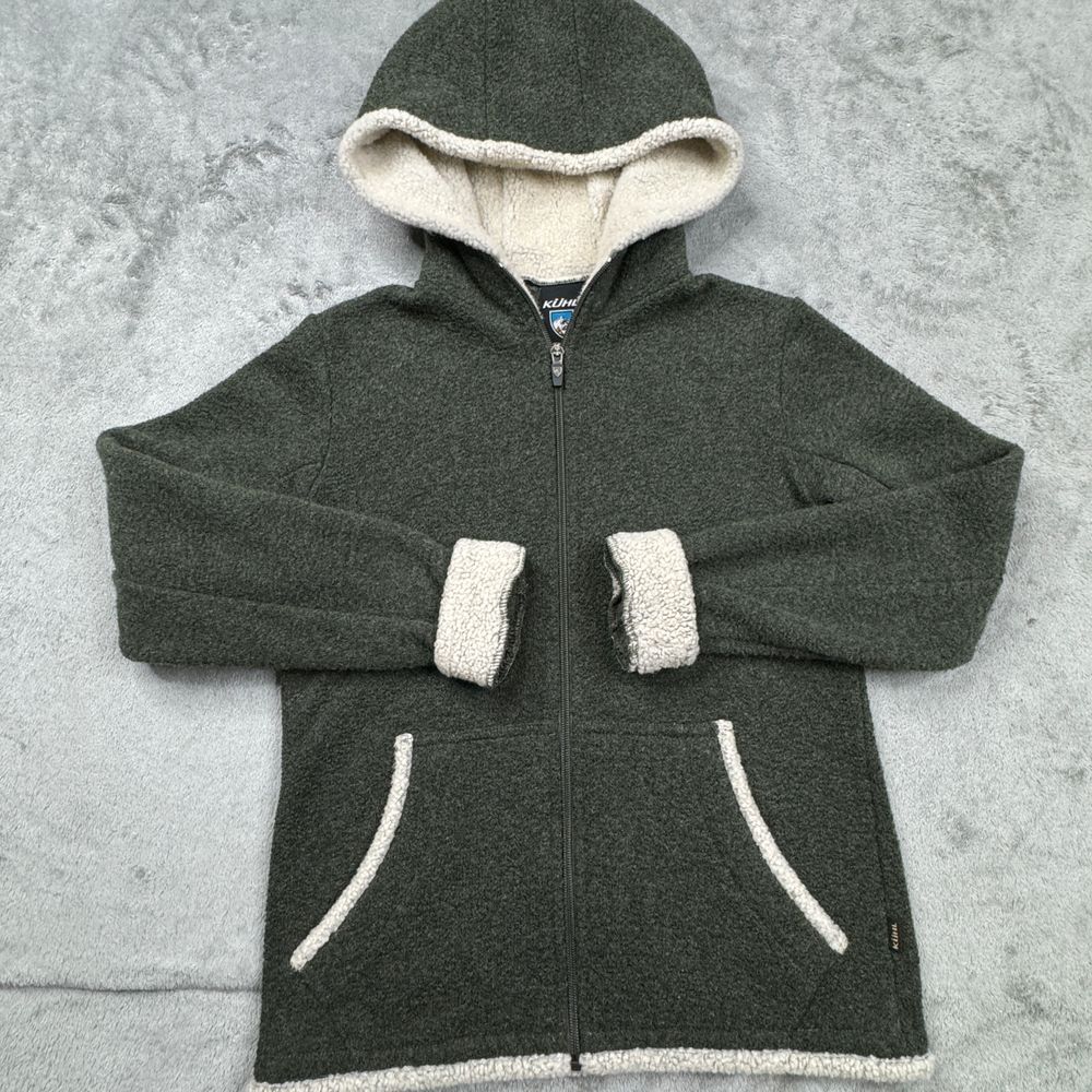 Kuhl Hoodie Alfpaca Fleece Women's Size Small Full Zip Green Long Sleeve